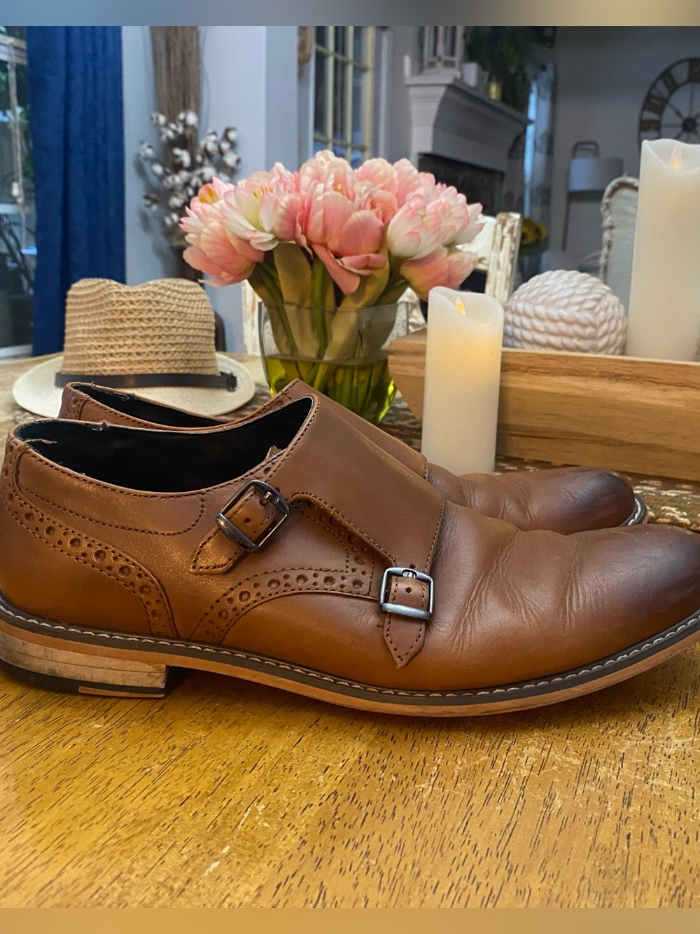 Men's Double Monk Leather Dress Shoes size 11